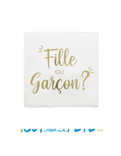 Lot de 10 serviettes "fille ou garçon" reveal gender blanc et doré 2