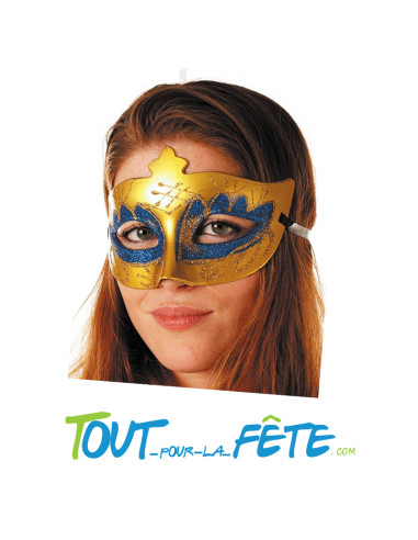 masque / loup bleu et doré effet tissu