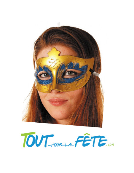 masque / loup bleu et doré effet tissu