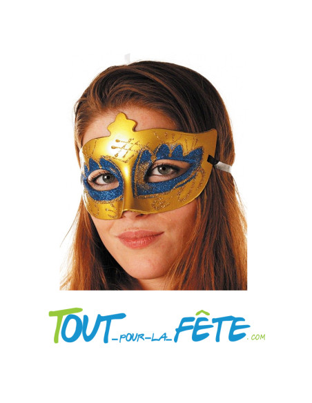 masque / loup bleu et doré effet tissu