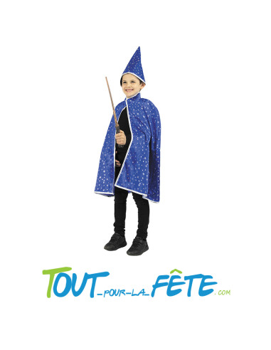 Cape et chapeau de magicien luxe ( 4 - 12 ans )