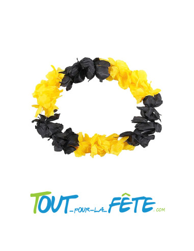 Collier de fleur Hawaïen / Tahiti noir et jaune