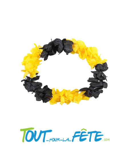 Collier de fleur Hawaïen / Tahiti noir et jaune