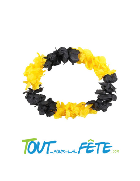 Collier de fleur Hawaïen / Tahiti noir et jaune
