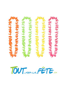 Collier de fleur Hawaïen / Tahiti fluo néon