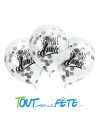 Lot de 3 ballons transparents confettis argent " bonne année "