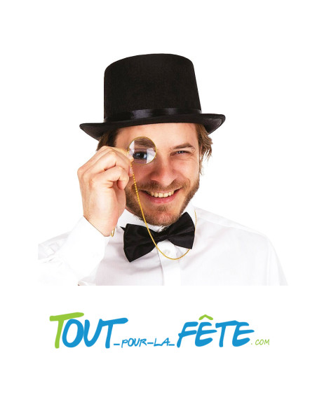 Monocle avec chaîne en métal or