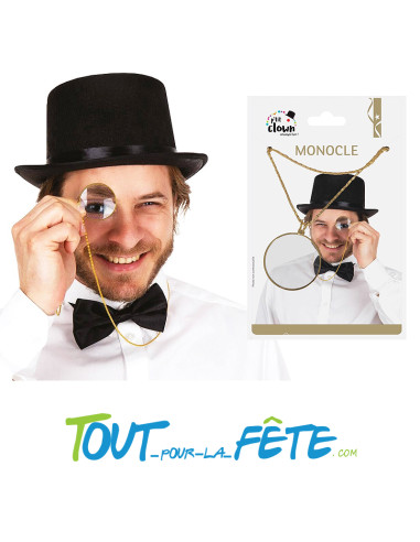 Monocle avec chaîne en métal or