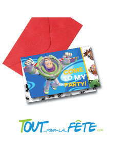 Lot de 6 cartes d'invitation + enveloppes Toy Story  © 2
