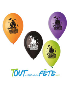 50 ballons en latex Happy halloween (noir, vert, orange, violet) 2