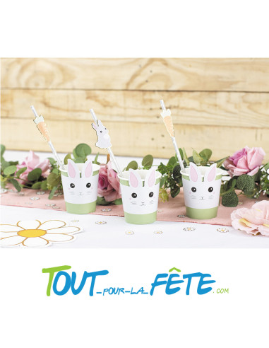 8 déco pour verres petit lapin pour Pâques