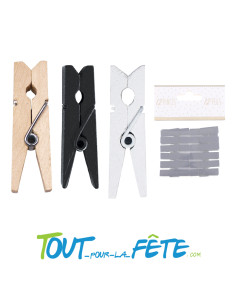 Lot de 12 pinces en bois 3.5cm ( plusieurs coloris )