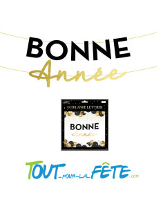 Guirlande lettres bonne année or et noir 2m 2