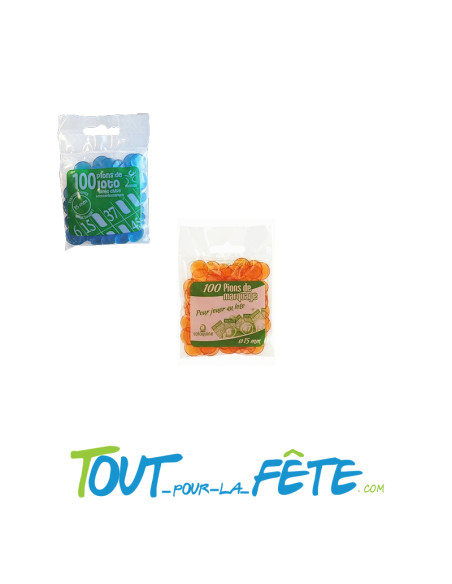 Lot de 100 pions de loto ( couleurs aléatoires )
