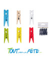 Lot de 24 pinces en bois 2.5cm ( plusieurs coloris