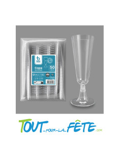 Lot de 50 flutes a champagne réutilisables avec pied transparent