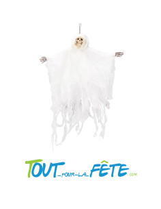 Décoration suspendue fantôme tête de mort blanc 60cm