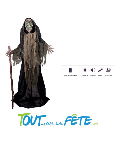 Automate / animatronic faucheuse squelette animée 158cm