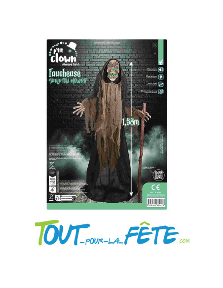 Automate / animatronic faucheuse squelette animée 158cm