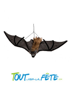Décoration à suspendre chauve-souris noire avec fourrure 40cm 2