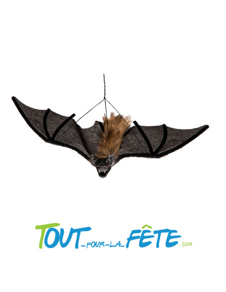 Décoration à suspendre chauve-souris noire avec fourrure 40cm