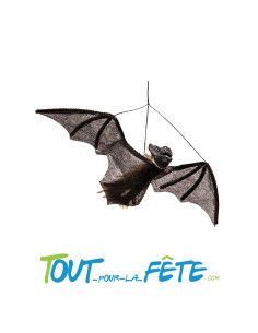 Décoration à suspendre chauve-souris noire avec fourrure 40cm