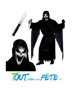 Déguisement serial killer ( Scream ) complet ( masque - costume - couteau )