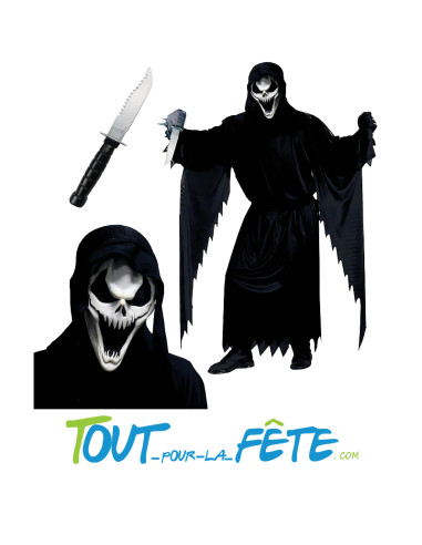 Déguisement serial killer ( Scream ) complet ( masque - costume - couteau )