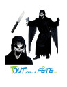 Déguisement serial killer ( Scream ) complet ( masque - costume - couteau )