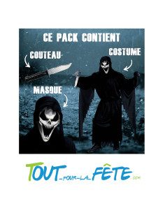 Déguisement serial killer ( Scream ) complet ( masque - costume - couteau ) 2