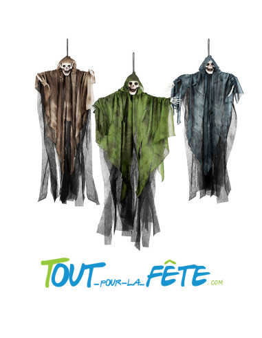 Décoration suspendue fantôme tête de mort 65cm