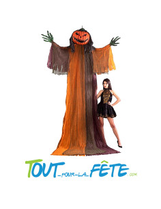 Monstre citrouille à suspendre avec yeux lumineux 360cm
