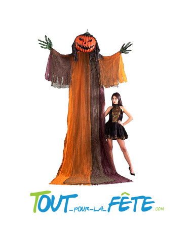 Monstre citrouille à suspendre avec yeux lumineux 360cm