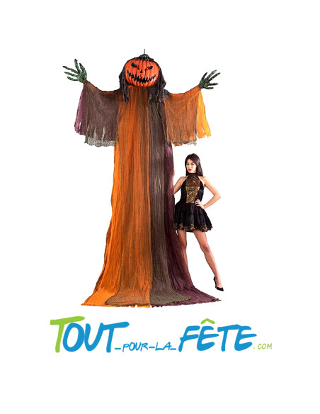 Monstre citrouille à suspendre avec yeux lumineux 360cm