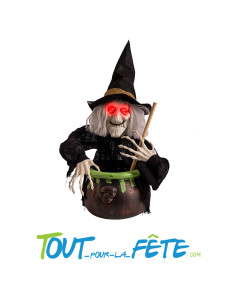 Sorcière avec chaudron lumineux et sonore 70 cm 2