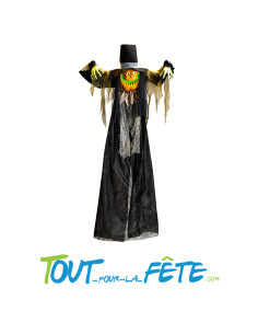 Monstre citrouille à suspendre avec chapeau et lumière 180cm