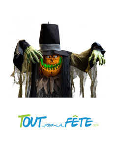 Monstre citrouille à suspendre avec chapeau et lumière 180cm 2