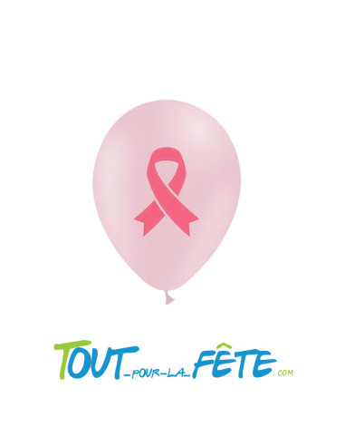 Sachet de 8 ballons en latex 28 cm rose avec noeud Octobre rose