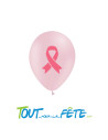 Sachet de 8 ballons en latex 28 cm rose avec noeud Octobre rose