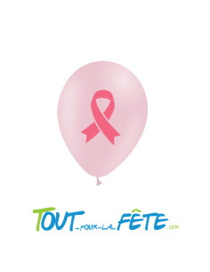 Sachet de 8 ballons en latex 28 cm rose avec noeud Octobre rose 2