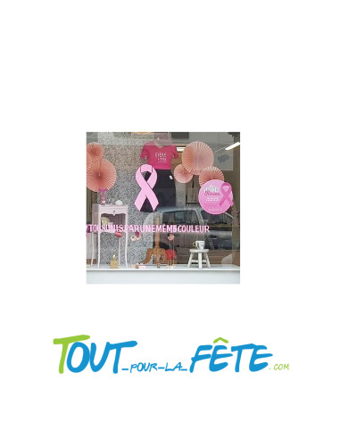 Décoration adhésif en forme de noeud Octobre rose 60x28 cm