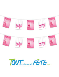 2 guirlandes fanions 2.50m 5 fanion Octobre rose 2