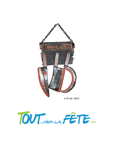 Décoration murale outils de boucher 75 cm