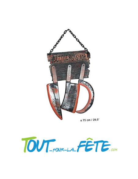 Décoration murale outils de boucher 75 cm