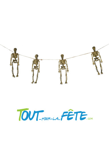 Guirlande de 4 squelettes 1.20m