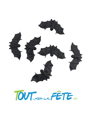 6 chauve souris noires 9,7x4,8x1 cm