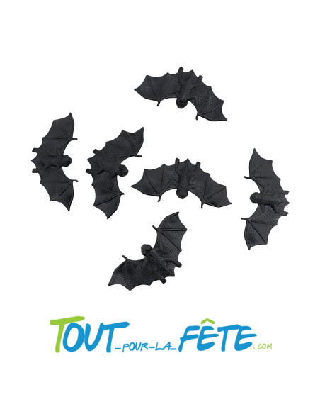 6 chauve souris noires 9,7x4,8x1 cm