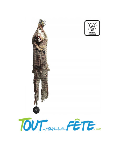 Squelette prisonnier a suspendre lumineux 210 cm