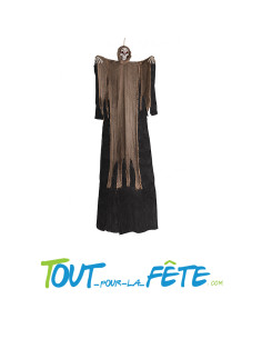 Grand squelette avec tunique marron à suspendre 315cm