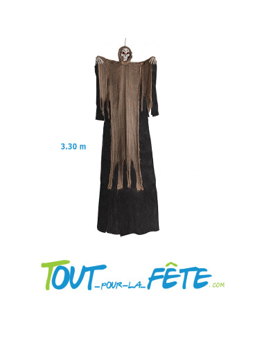 Grand squelette avec tunique marron à suspendre 315cm